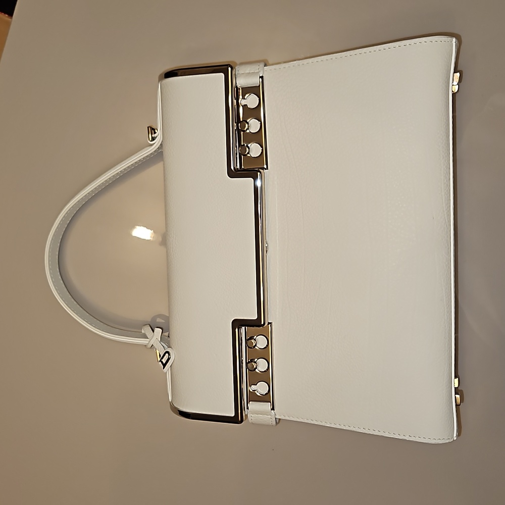 SOLD!! Delvaux Crispy Calf Tempete White MM Bag